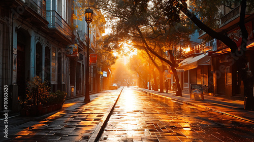 Callejón Urbano Bañado por el Resplandor Dorado del Atardecer