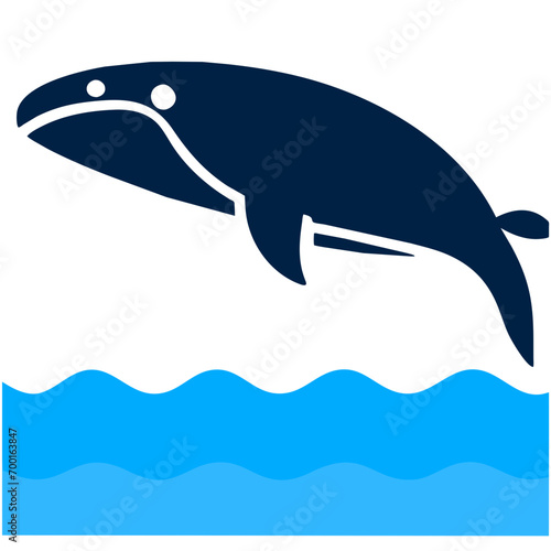 Humpback whale breaching vektor icon illustation