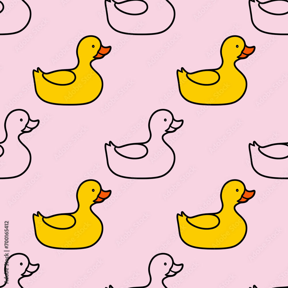 Cartoon little Duck Seamless Pattern. Flat style. Cartoon little Duck Seamless Pattern. Flat style.
