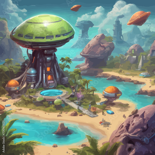 Alien Island Icon EPS Format Design Very Cool 