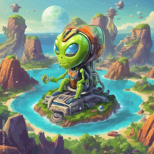 Alien Island Icon EPS Format Design Very Cool 