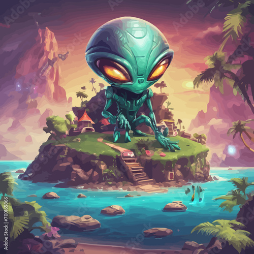 Alien Island Icon EPS Format Design Very Cool 
