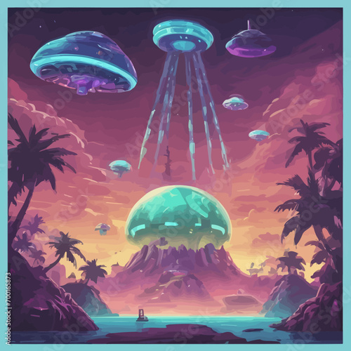 Alien Island Icon EPS Format Design Very Cool 