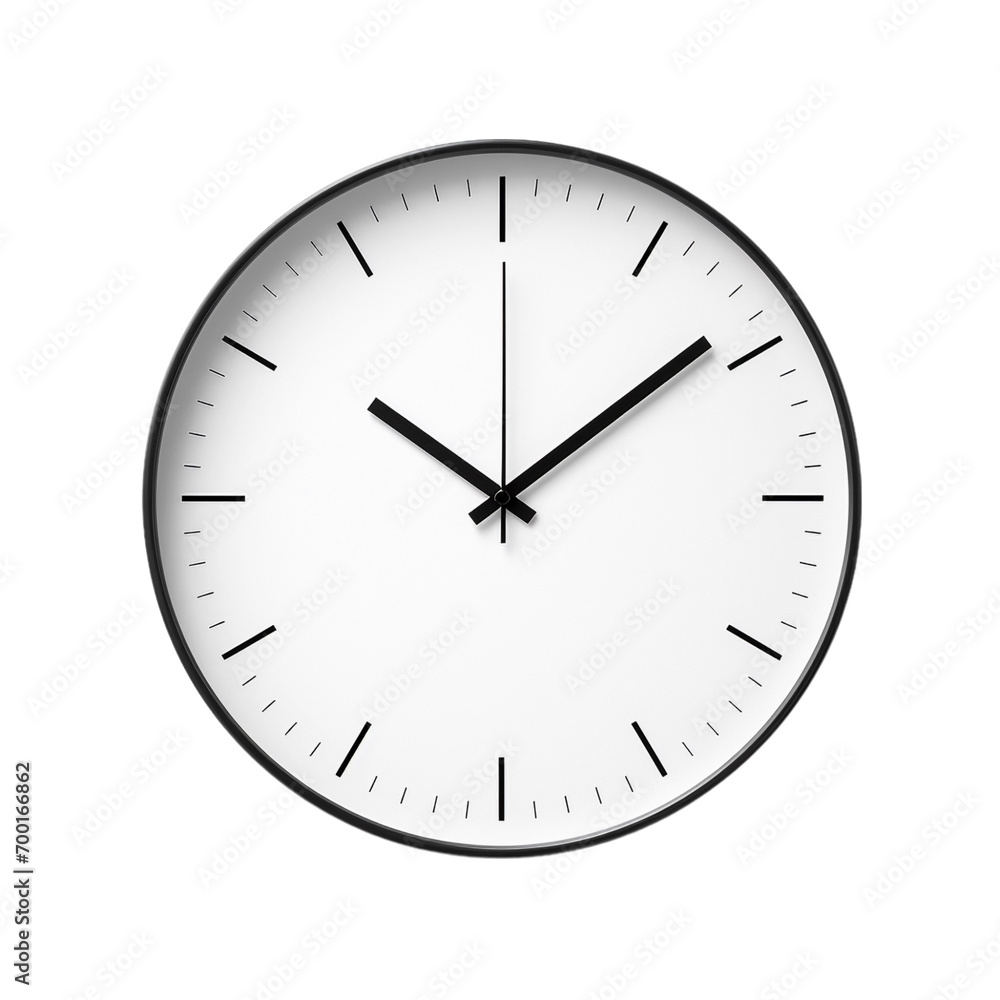 Minimalist white wall clock isolated transparent, Generative AI Minimalist white wall clock isolated transparent, Generative AI