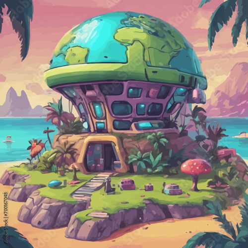 Alien Island Icon EPS Format Design Very Cool 