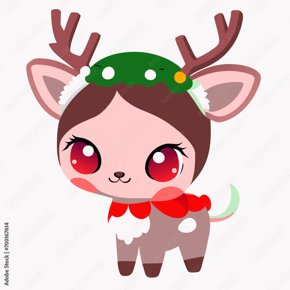 Naklejka premium Cute Christmas Reindeer
