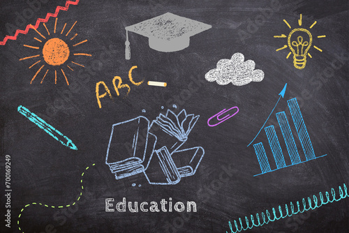 Blackboard Future Plan to education Learning background, Ilustración de iconos de educación.