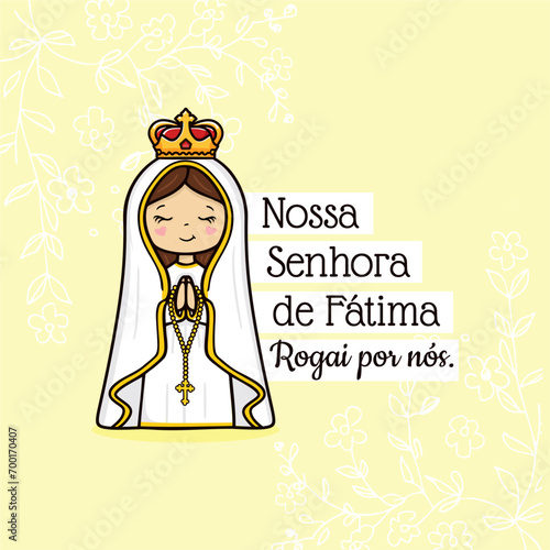 Vector hand drawn Nossa Senhora de Fatima illustration - Divine Visions: Artistic Expressions of Our Lady of Fatima - Sacred Beauty: Exploring Art Depicting Our Lady of Fatima