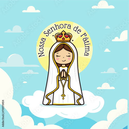 Vector hand drawn Nossa Senhora de Fatima illustration - Divine Visions: Artistic Expressions of Our Lady of Fatima - Sacred Beauty: Exploring Art Depicting Our Lady of Fatima