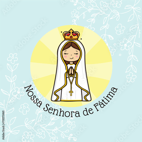 Vector hand drawn Nossa Senhora de Fatima illustration - Divine Visions: Artistic Expressions of Our Lady of Fatima - Sacred Beauty: Exploring Art Depicting Our Lady of Fatima