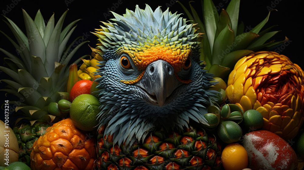 Obraz premium Realistic Fruits and animals mixed together