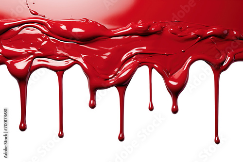 Red paint dripping isolated on a white background