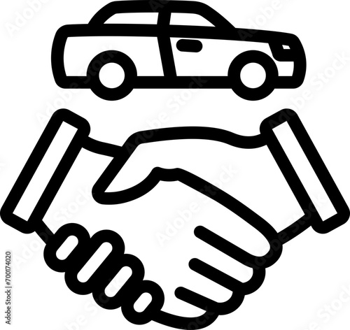 Car Handshake Line Icon