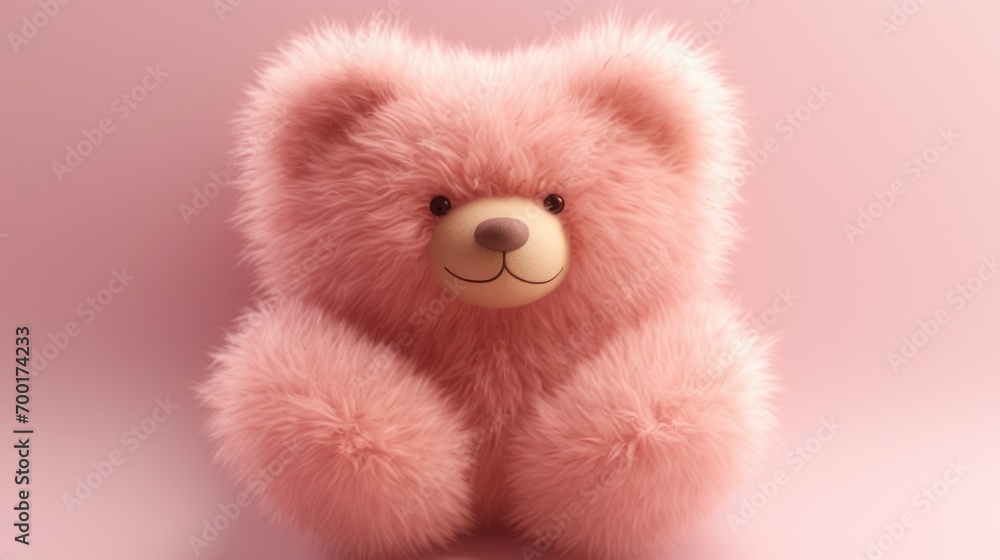 Fototapeta premium Fluffy plush heart background. Heart shape furry soft pillow or cushion illustration for web, card, poster, print, wallpaper. Valentine's day, love concept.