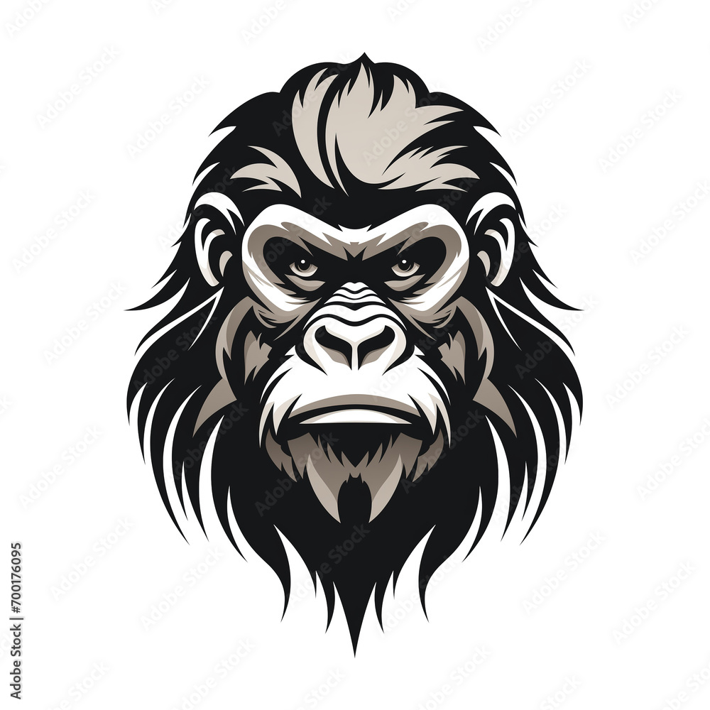 Gorilla head isolated on a transparent background