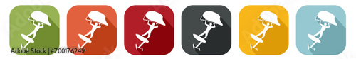 Colourful icons of a man jumping over the waves in a wingfoil