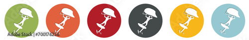 Colourful icons of a man jumping over the waves in a wingfoil