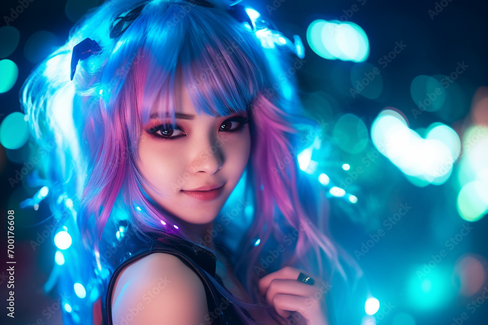 Abstract surreal picture of beautiful fantasy cartoon character made with generative AI technology Abstract surreal picture of beautiful fantasy cartoon character made with generative AI technology