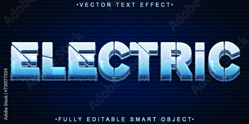Blue Electric Shock Vector Fully Editable Smart Object Text Effect photo