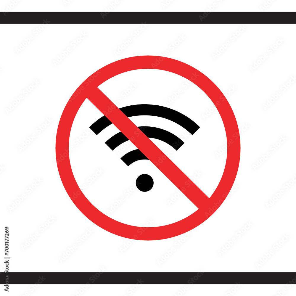 No Wifi icon vector. No internet signal logo design. Wifi network is not available vector icon illustration isolated on white background No Wifi icon vector. No internet signal logo design. Wifi network is not available vector icon illustration isolated on white background