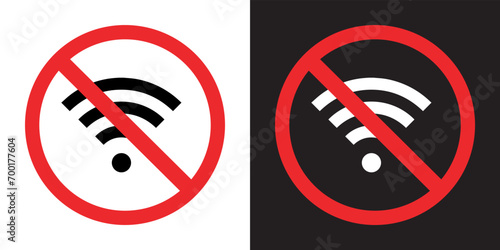 No Wifi icon vector. No internet signal sign symbol in trendy flat style. Wifi network is not available vector icon illustration isolated on white and black background