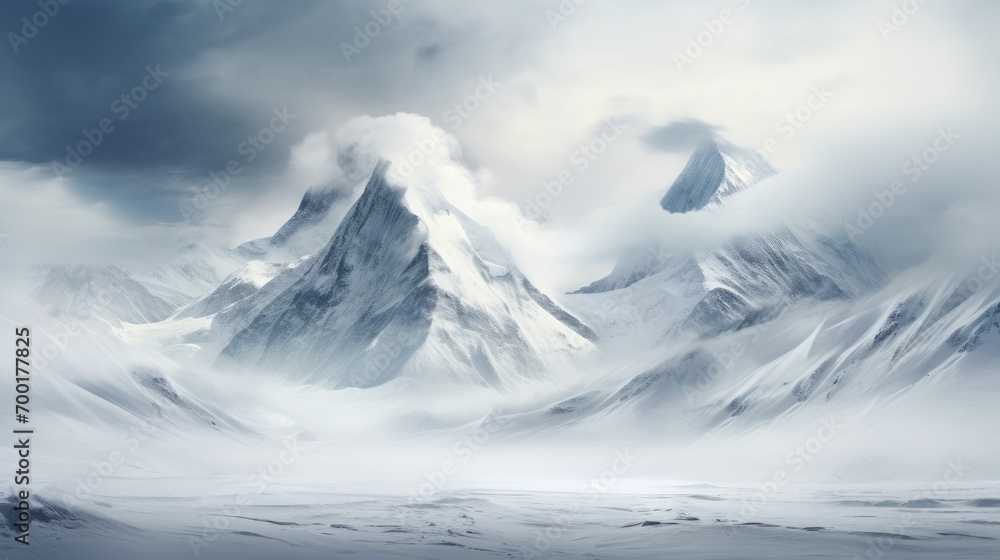 Panorama of icy winter mountain landscape with ice and snow Panorama of icy winter mountain landscape with ice and snow