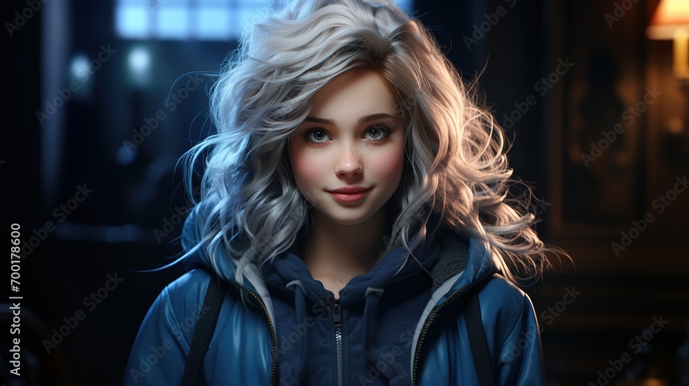 female 3D illustration young pretty cute character female 3D illustration young pretty cute character