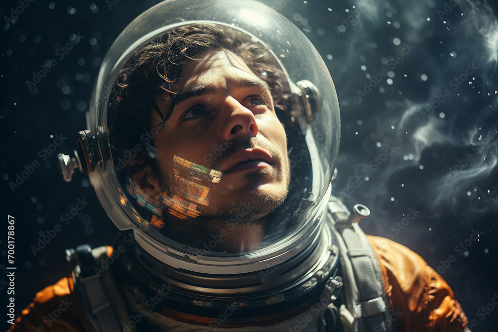 Created with generative ai tools astronaut portrait exploring deep space discover new planet Created with generative ai tools astronaut portrait exploring deep space discover new planet
