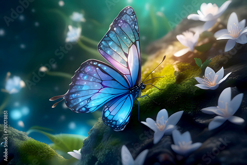 Butterfly on Flower Petal in Nature, Delicate butterfly on a flower petal in Nature's beauty HD wallpaper background with water drop