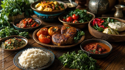 arabic traditional food on the table,