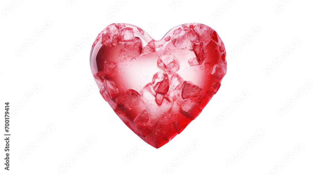 red frozen 3d heart isolated on white background