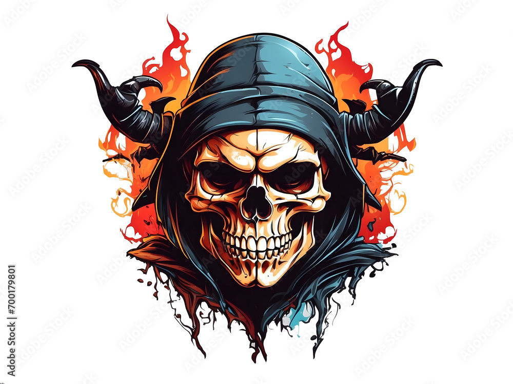 Fototapeta premium illustration of skull with wings simple for Tshirt Design
