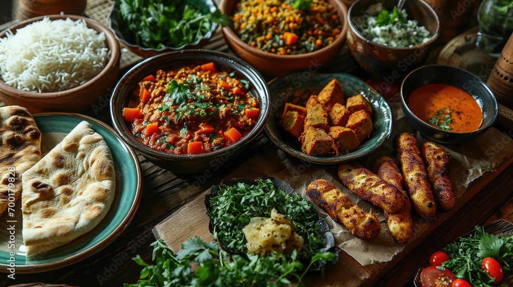 arabic traditional food on the table,