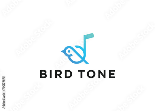 Creative music bird logo design vector illustration