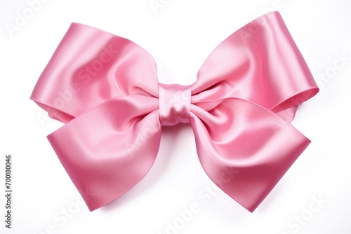 A gleaming pink satin bow, a festive and decorative element for gifts and celebrations.