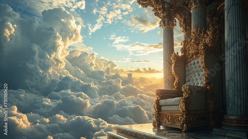 sky gods king heaven throne in the middle of clouds. a throne © Birtan