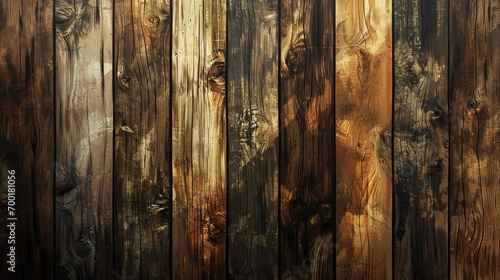 Detailed close-up of rustic, distressed wood planks with natural patterns and markings - the perfect background texture