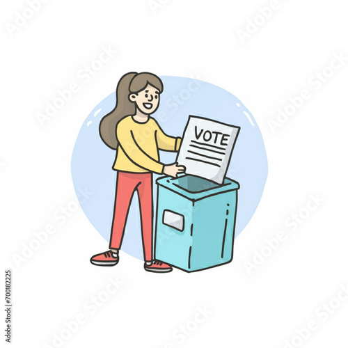 Happy Girl Putting vote in box vector