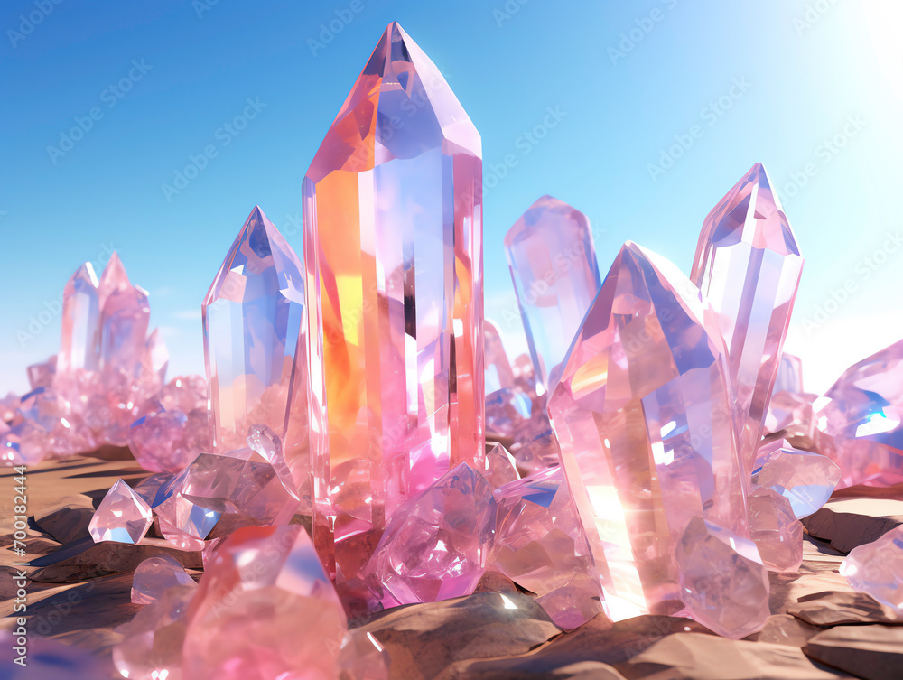 a group of pink crystals