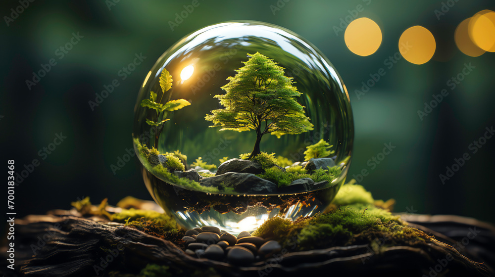 a glass ball with a tree inside a glass ball with a tree inside