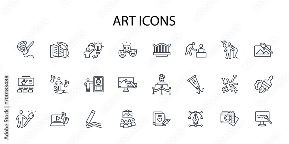 Art icon set.vector.Editable stroke.linear style sign for use web design,logo.Symbol illustration. Art icon set.vector.Editable stroke.linear style sign for use web design,logo.Symbol illustration.