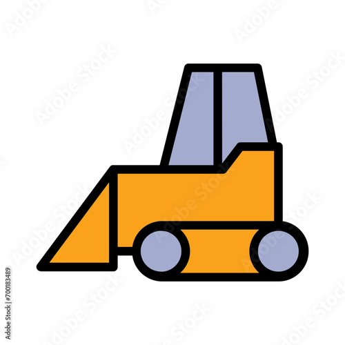 Building Buldozer Work Filled Outline Icon