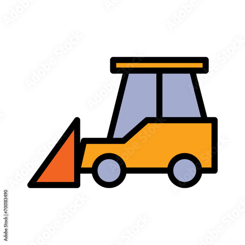 Building Buldozer Work Filled Outline Icon