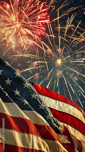 American flag fireworks celebration, suitable for phone wallpaper