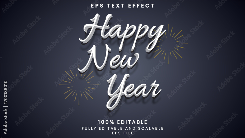 Happy new year editable text effect	