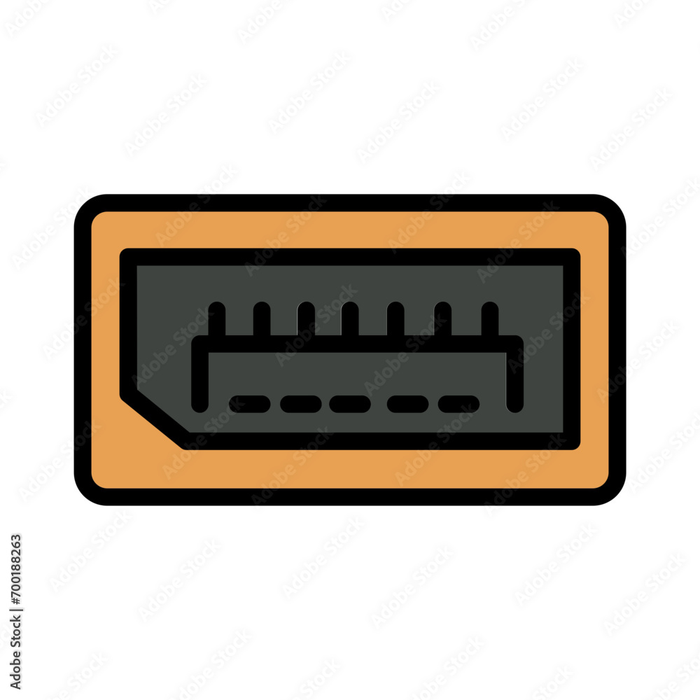 Display Port Computing Filled Outline Icon Display Port Computing Filled Outline Icon