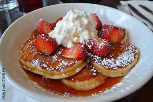 Delicious pancakes with whi...
