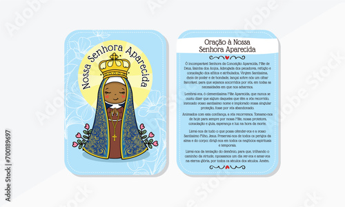 Vector hand drawn Nossa Senhora Aparecida illustration - Divine Beauty: Exploring Art Depicting Our Lady of Aparecida - Artistic Portrayals: Our Lady of Aparecida's Graceful Inspirations
