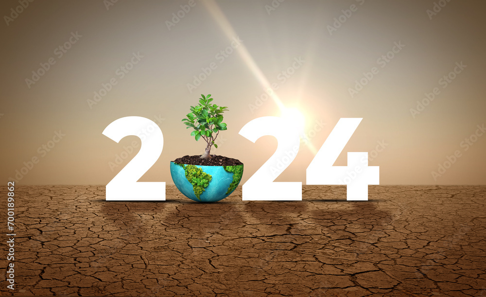 New Year 2024 green recycling and save our and earth environment