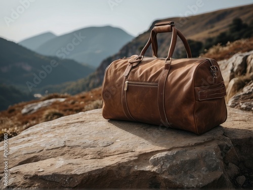 product photograph featuring a blank duffle bag